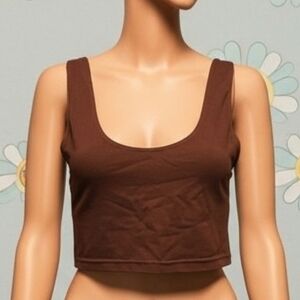 Los Angeles Apparel Chocolate Brown Crop Top